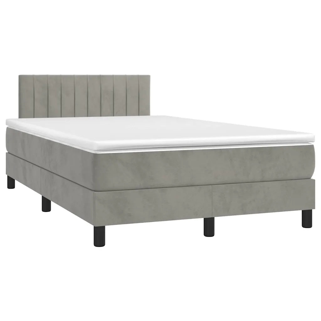 Letto a Molle con Materasso e LED Grigio Chiaro 120x190 cm Velluto
