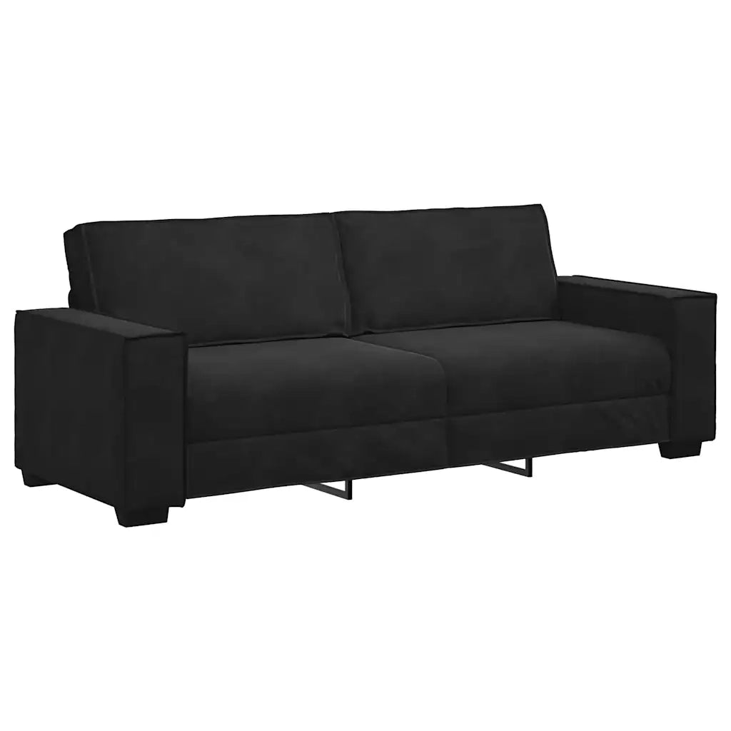 Divano a 3 Posti-Sofa 3 Posti Nero 180 cm in Velluto 686016
