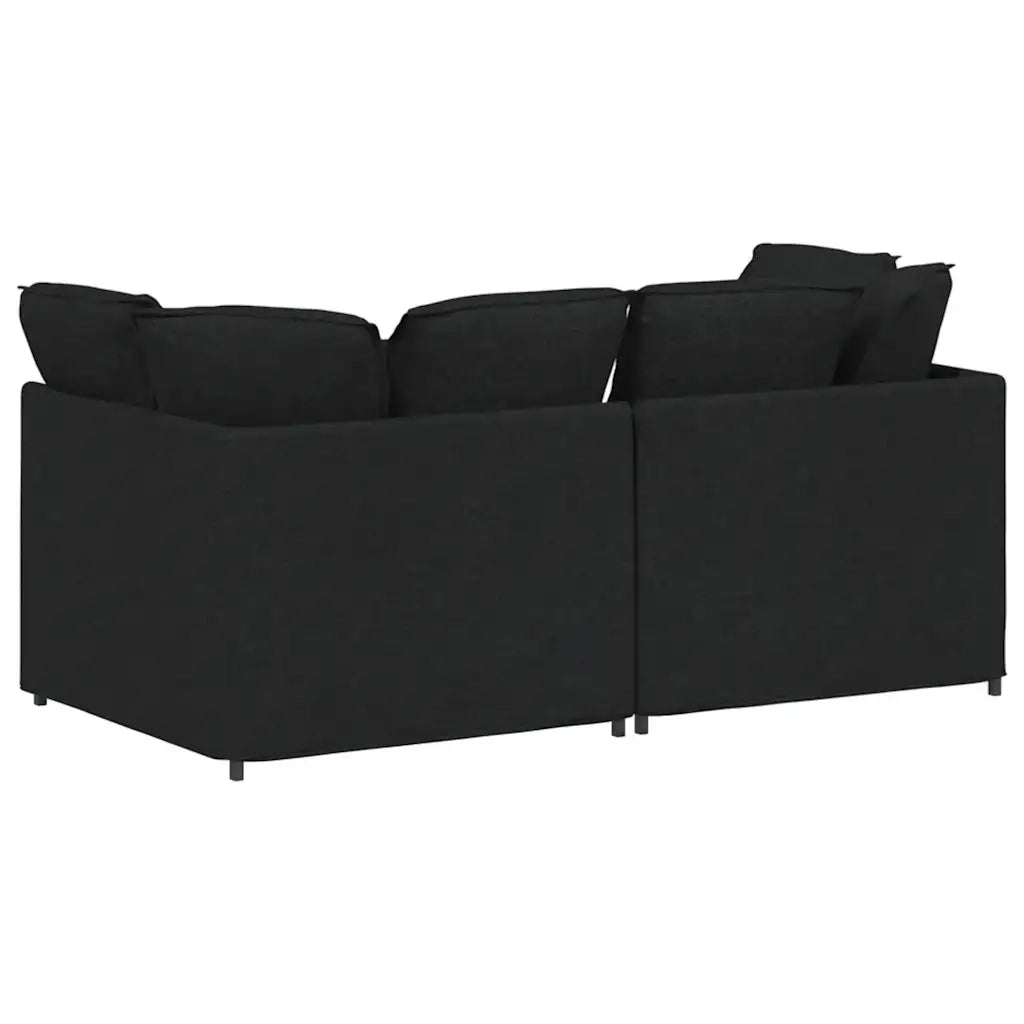 Divano Modulare con Cuscini-Sofa Modulare-Divanetto in Tessuto Nero