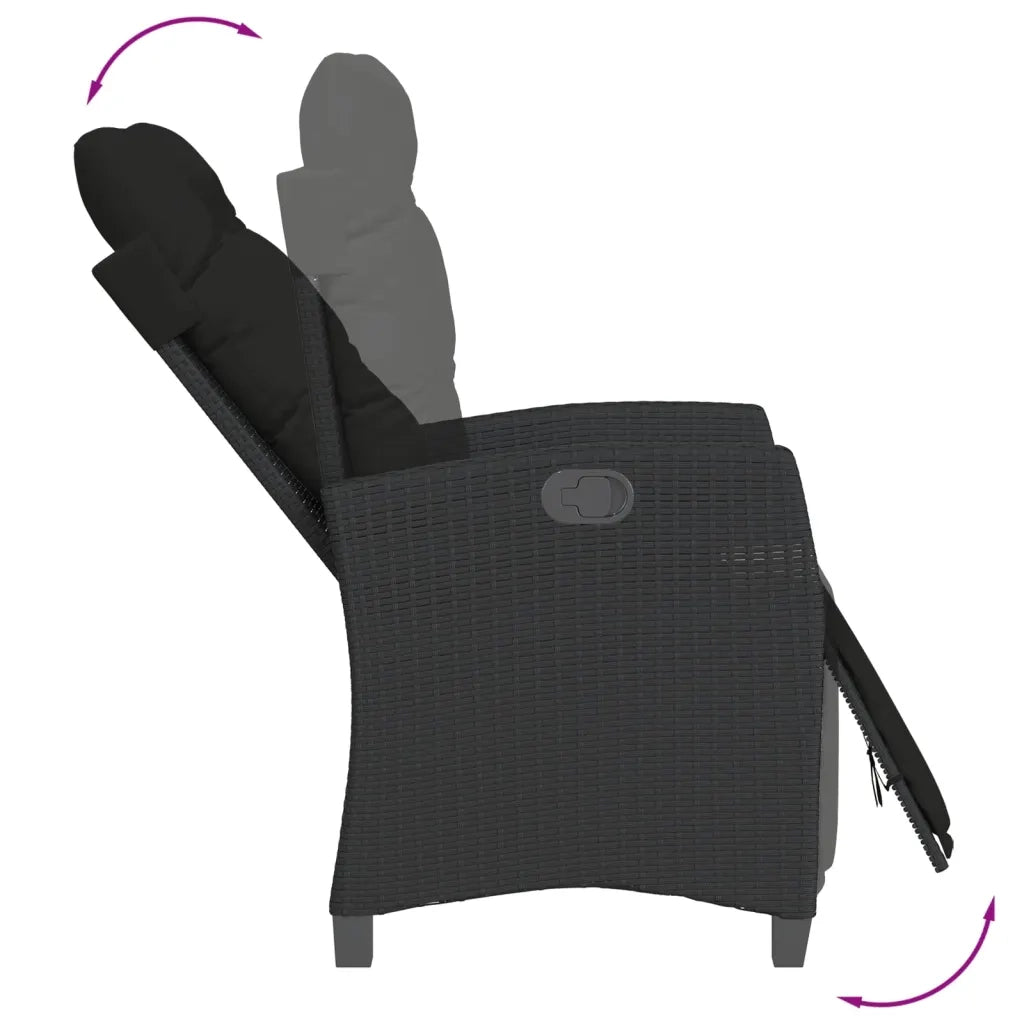 Set da Pranzo da Giardino 5 pz Nero con Cuscini in Polyrattan 3212908