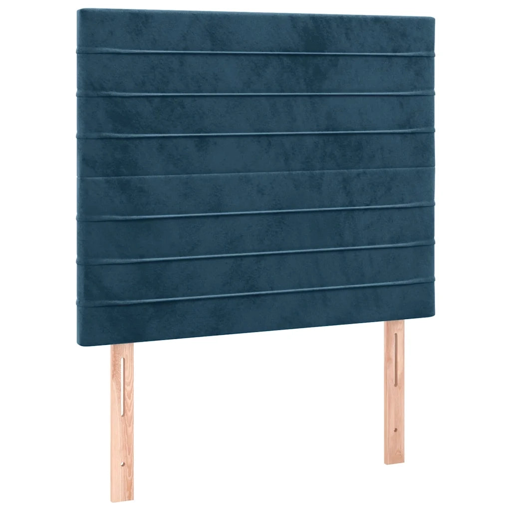 Letto a Molle con Materasso e LED Blu Scuro 90x200cm in Velluto