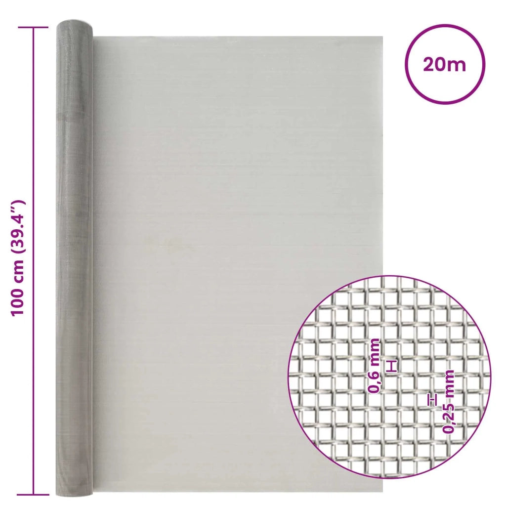 Rete per schermatura 100 x 2000 cm 30 Mesh Argento 42039559