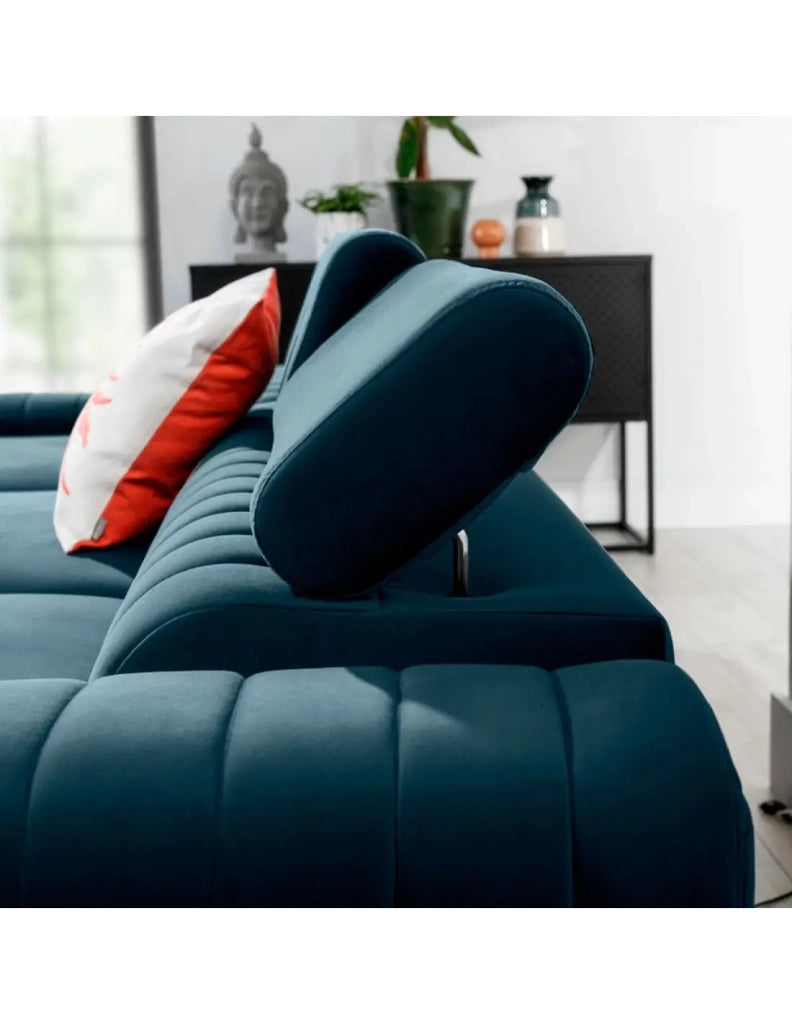 Divano ad angolo sinistro Blu scuro convertibile 3 posti JAYSON con contenitore integrato