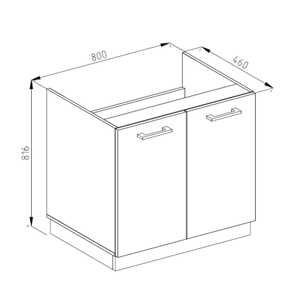 Vicco Mobile lavello cucina Quercia dorata 80 cm Marmo AP