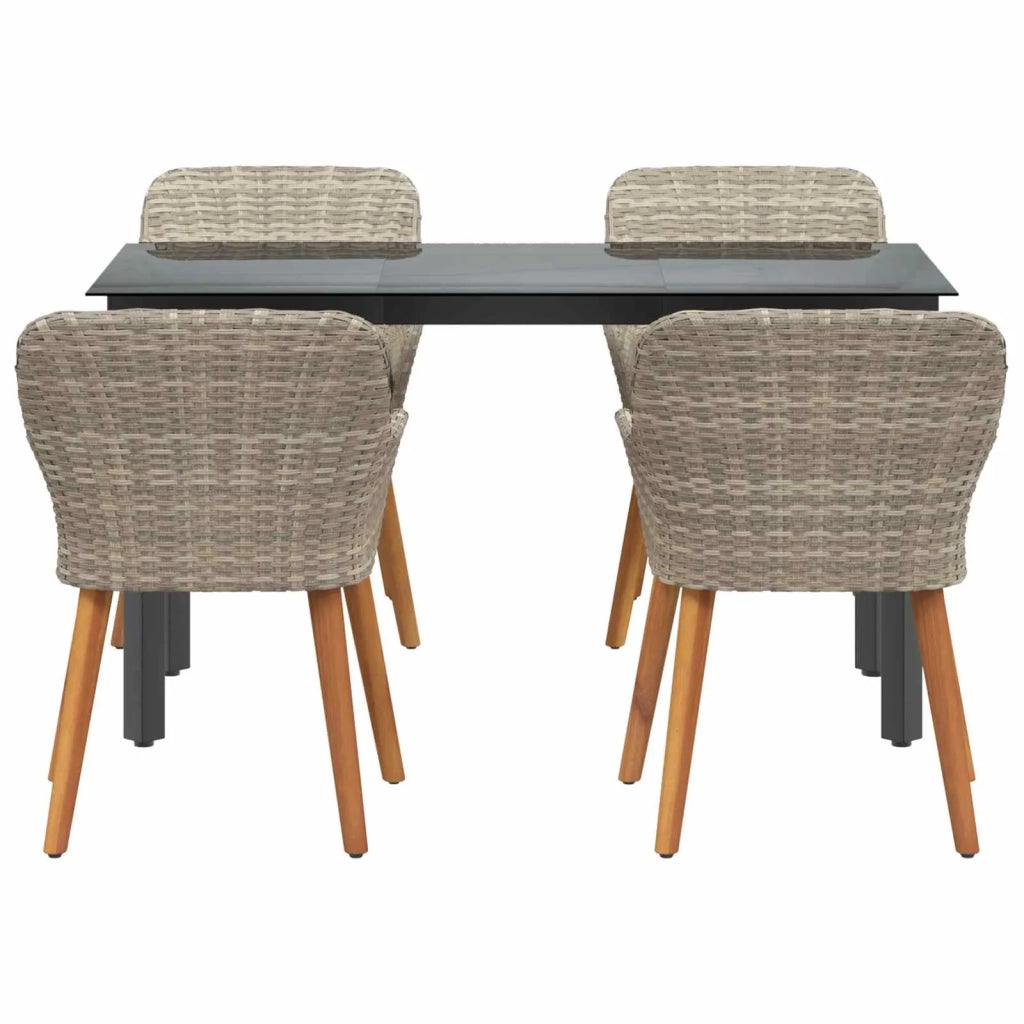 Set da Pranzo per Giardino 5 pcs Grigio chiaro polyrattan