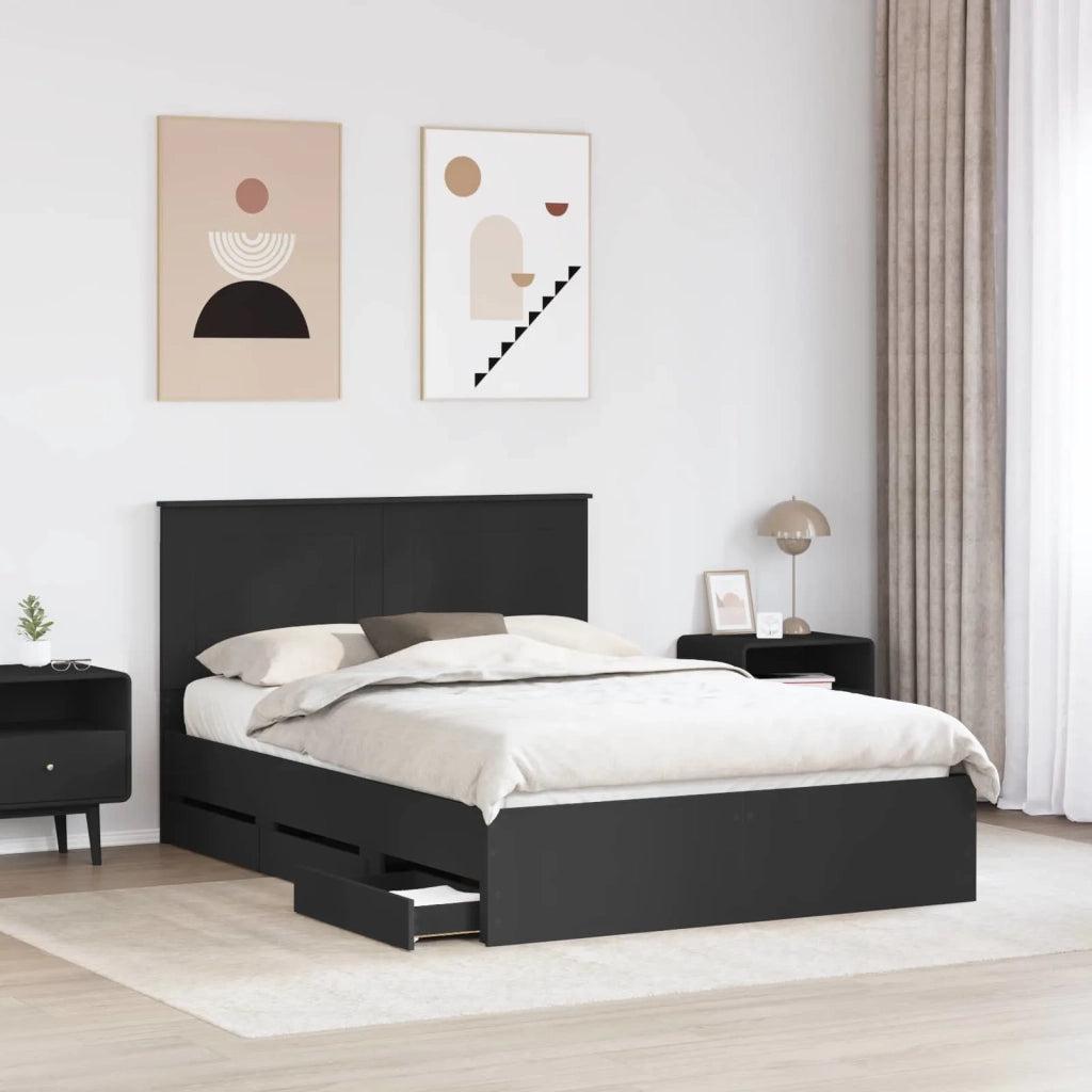 Letto matrimoniale | Letto per adulti | Struttura del letto Nero 160 x 200 cm Legno Ingegnerizzato