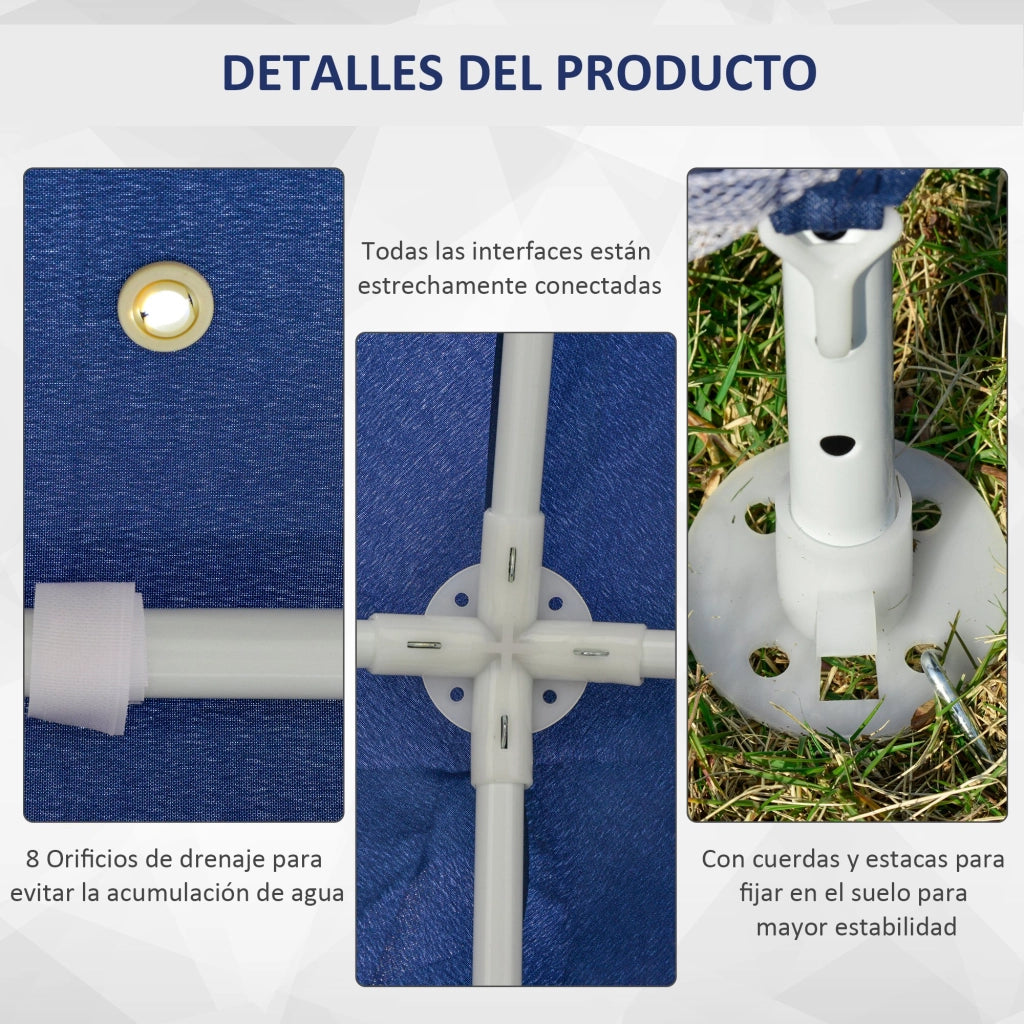 Gazebo da giardino 3x3 m con zanzariera ¨C zephmum ¨C blu impermeabile UV