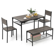 Set da pranzo composto da 4 pezzi: tavolo e sedie tavolo 110 x 65 x 76 cm pratico vano contenitore stile industriale metallo marrone rustico 20_0019322