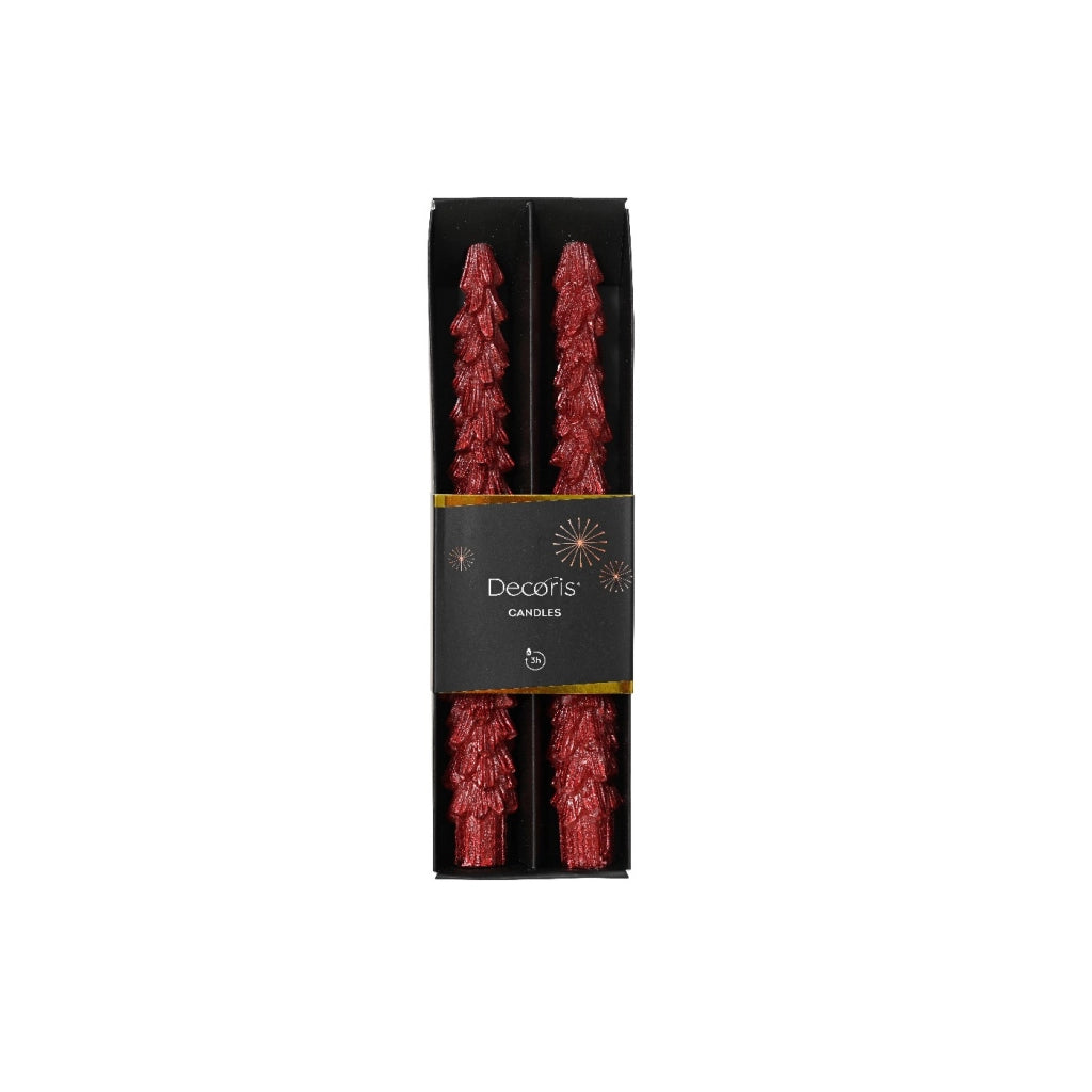 Box 2 Candele albero rosso H25cm