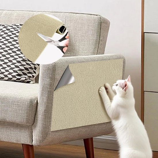 Tappeto per gatti, 100x30 cm, 1 pacchetto, Khaki, Autoadesivo, Poliestere, Protezione contro le macchie per mobili, divani e pareti, Tagliabile su misura, Robusto e facile da pulire