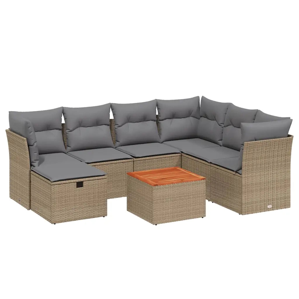 Set Divano da Giardino 8 pz con Cuscini Beige Misto Polyrattan 3264741