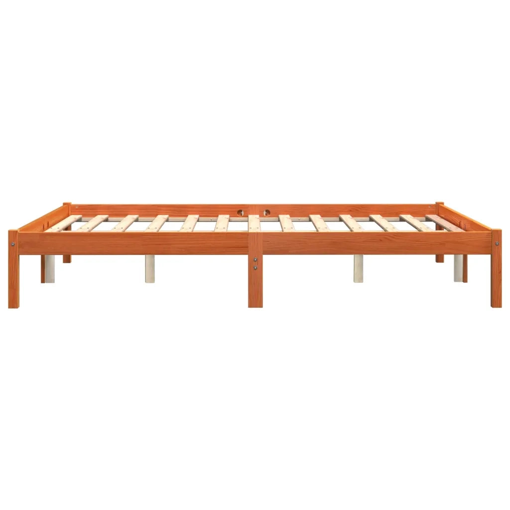 Giroletto senza Materasso-Struttura Letto Marrone Cera 150x200 cm Legno di Pino 402117