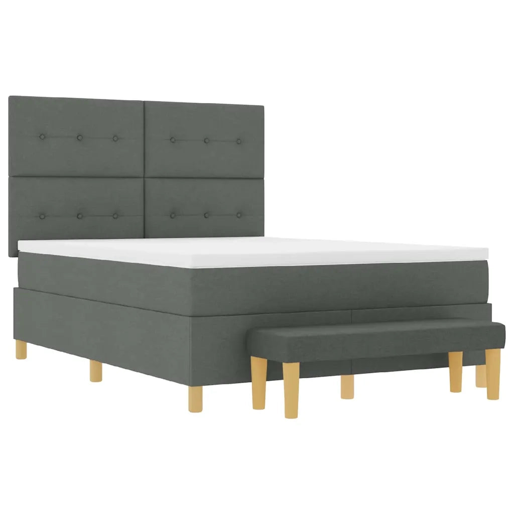 Letto a molle con materasso Grigio scuro 160 x 200 cm Tessuto