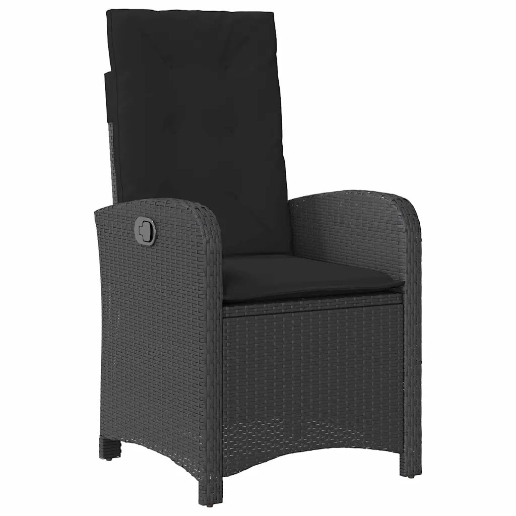 Set da Pranzo per Giardino con cuscino 5 pcs Nero polyrattan