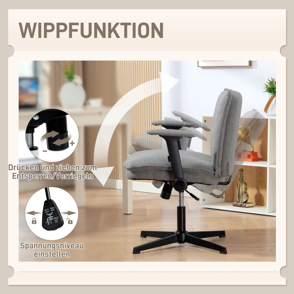 Sedia da ufficio con braccioli reclinabili ¨C Minimal ¨C Grigio, tessuto, base in metallo