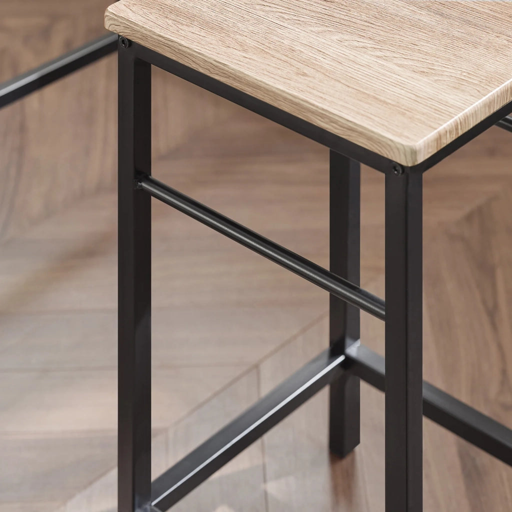 Set 5 Pezzi Tavolo con 4 sgabelli Mobile Bar per casa Stile Industriale L100*P60*A87 cm Legno OGT11-N