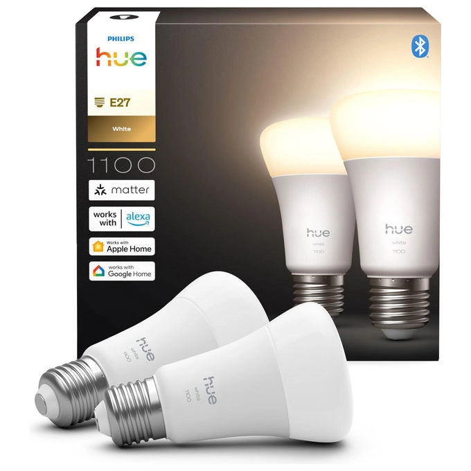 Philips Hue lampadine smart led E27 8720169365797 luce bianca calda 2700K 1100 lumen dimmerabile confezione da 2 compatibile Alexa e Google