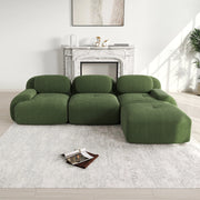 Divano Angolare Modulare ¨C MINIMAL ¨C Verde, Tessuto a Coste, Braccioli Extra-Larghi