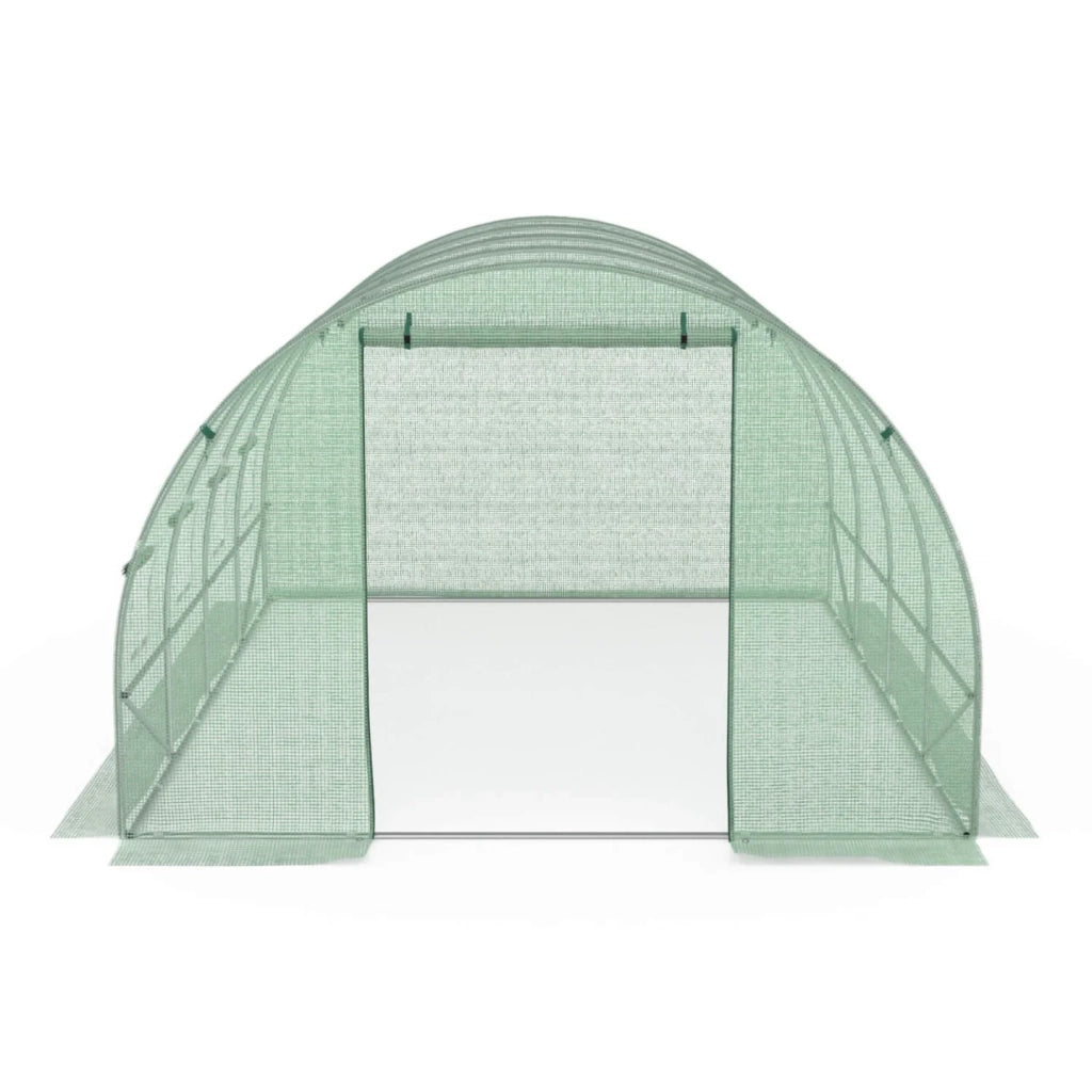 IDMarket - Telone di ricambio per serra da giardino a tunnel da 12 m², 4 x 3 x 2 m, anti-UV, con porta e finestre, modello ZEBRA verde