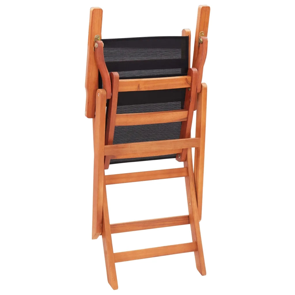 Sedie da Giardino Pieghevoli 4 pz Nere Eucalipto e Textilene 48693