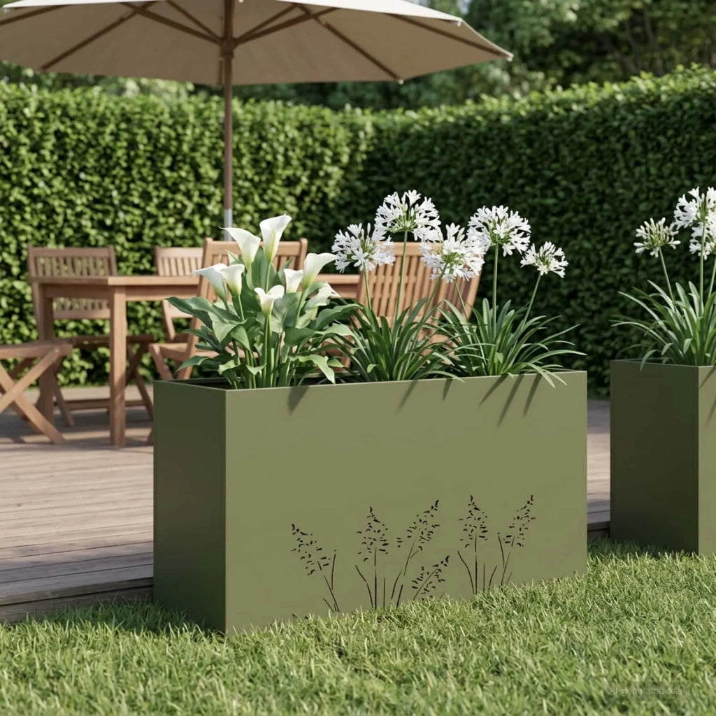 Vaso da giardino Verde Oliva 100 x 20 x 49 cm 8005854