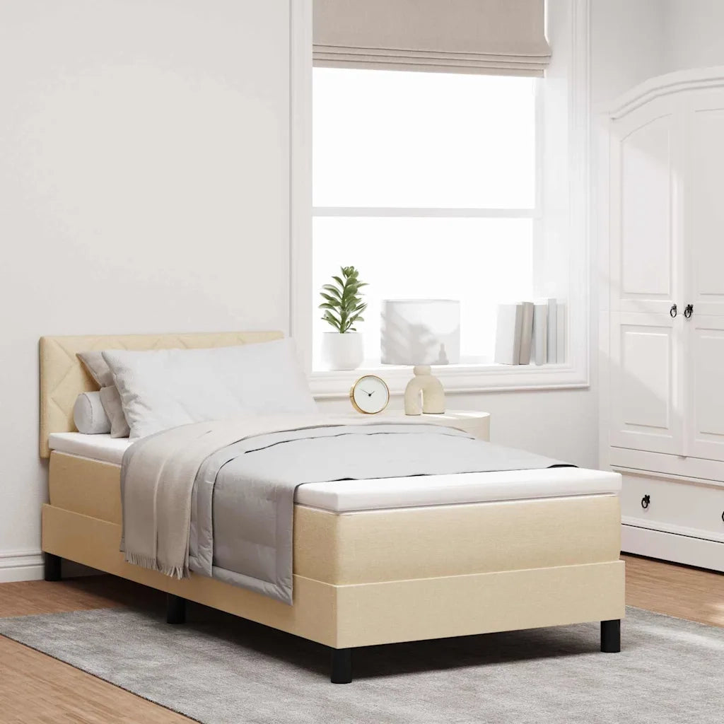 Letto a molle con materasso con led Crema 100 x 200 cm Tessuto 3342266