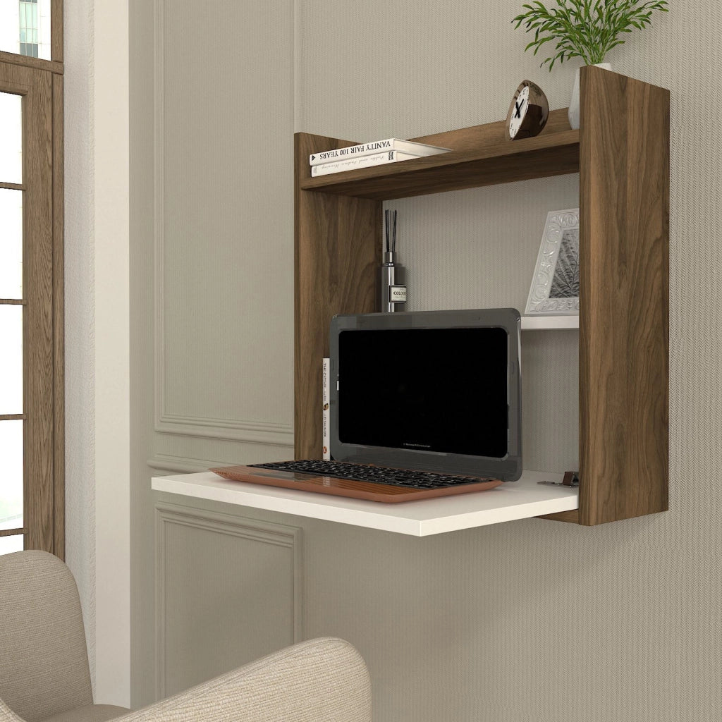 Scrivania in legno "Laptop" - 60 x 19 x 60 cm - Bianco, Noce