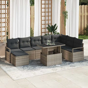 Set Divano da Giardino 9 pcs Grigio Poly Rattan 3357612