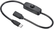 Cavo USB con interruttore ON/OFF, USB Type C a USB, 30 cm, nero, ricarica e trasferimento dati