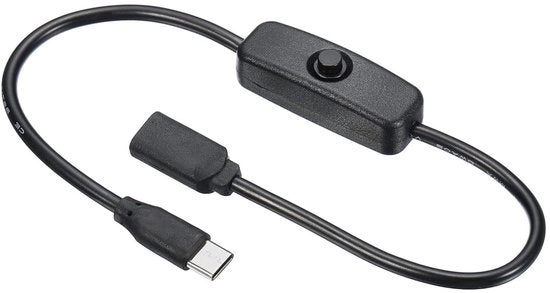 Cavo USB con interruttore ON/OFF, USB Type C a USB, 30 cm, nero, ricarica e trasferimento dati
