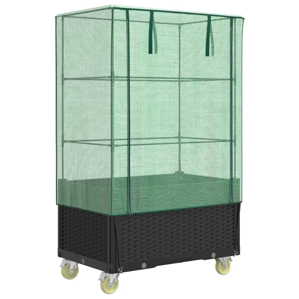 Letto Rialzato con Copertura e Ruote Effetto Rattan 80x50x182cm 4015822