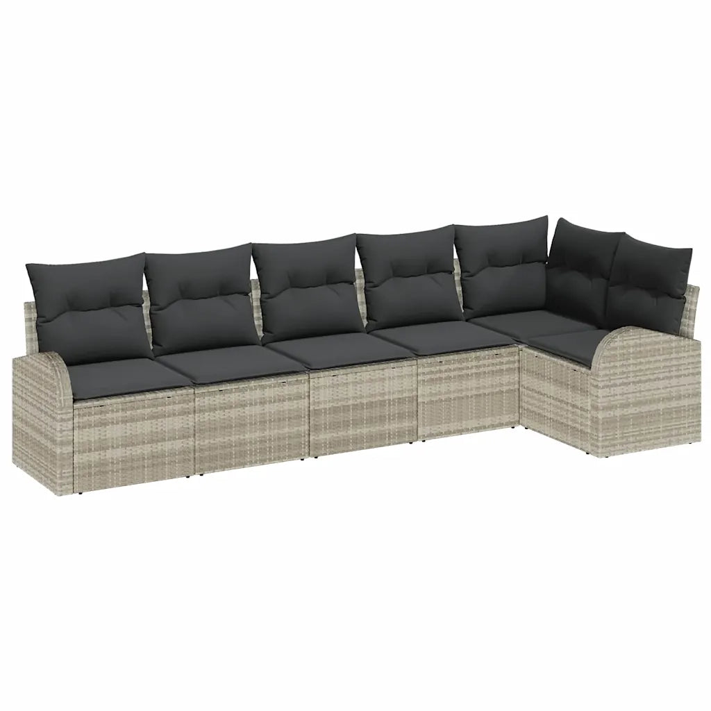Set Divano da Giardino 6 pcs Grigio chiaro Poly Rattan 3346062