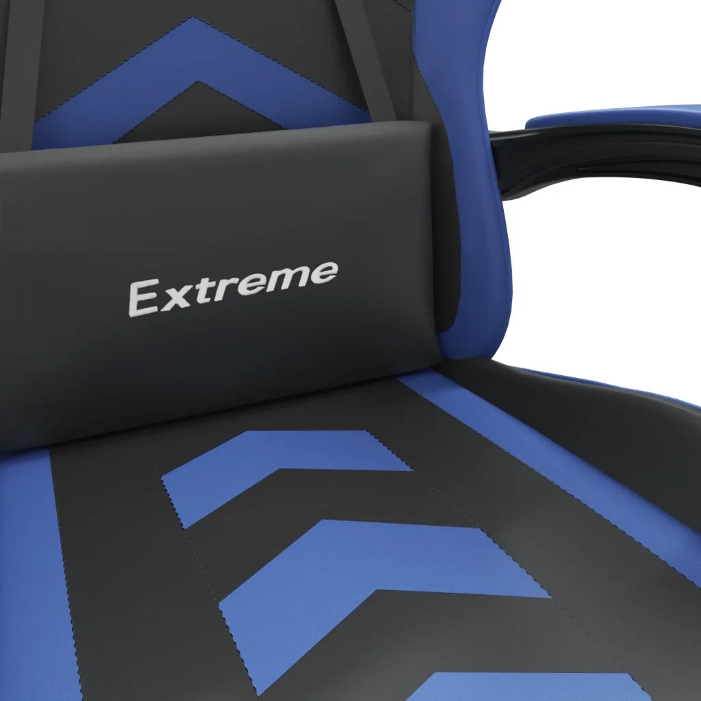 Sedia da Gaming con Poggiapiedi Nero e Blu in Similpelle 3143902