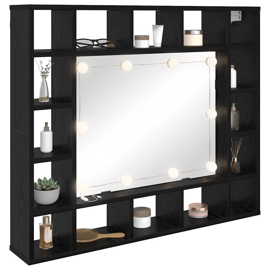 Mobiletto per specchio Rovere Nero 91 x 15 x 76,5 cm 879458