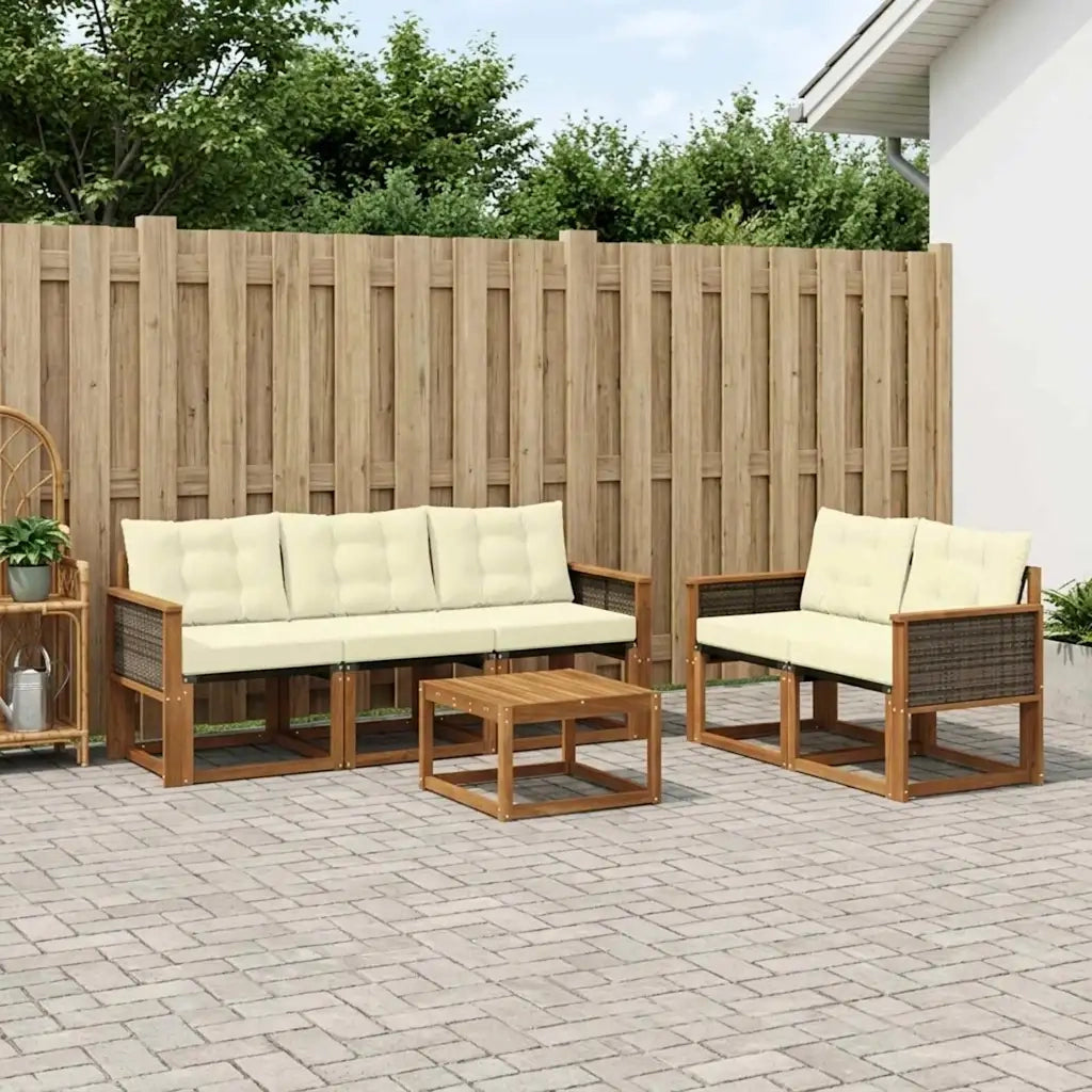 Set di divani da esterno con cuscino 6 pcs Naturale e Crema 3381770
