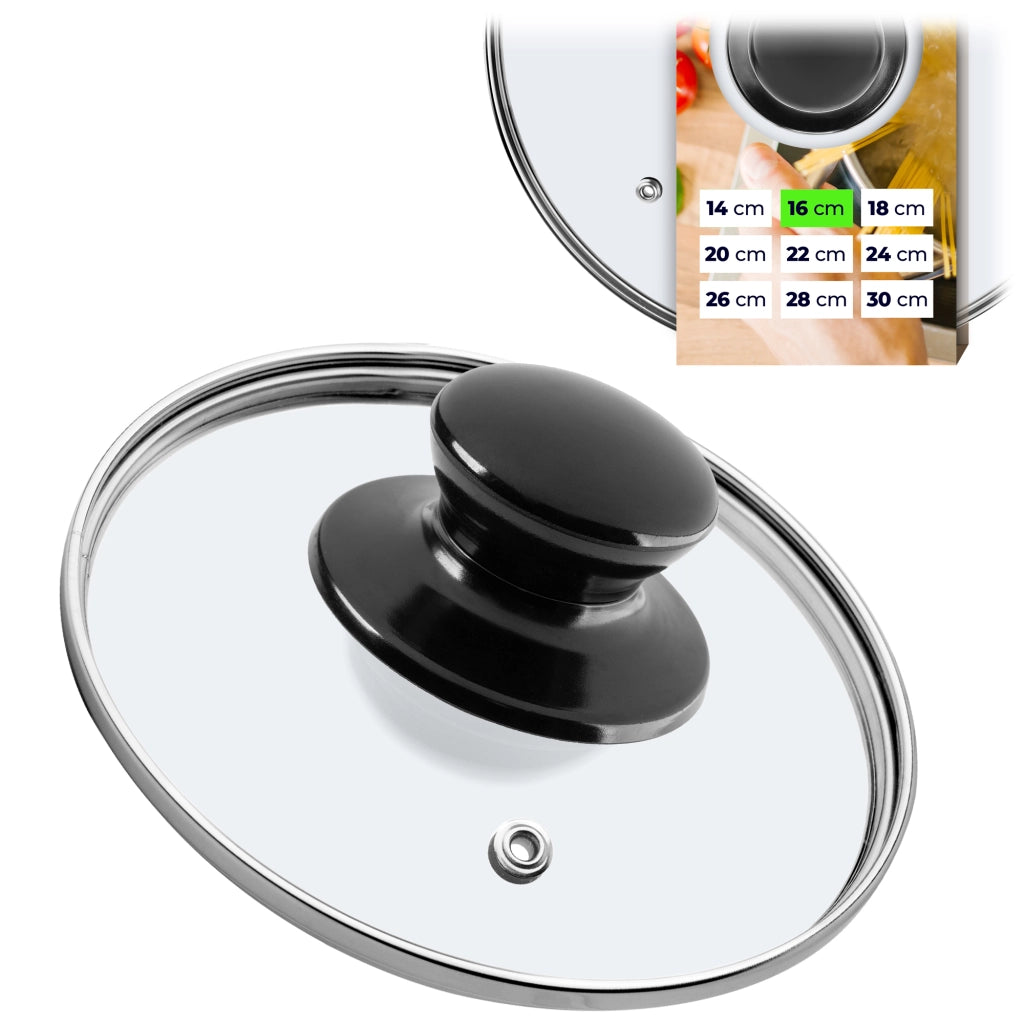 Coperchio in vetro KADAX da 16 cm, universale, resistente al calore, per pentole o padelle.