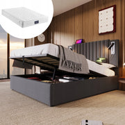 Letto singolo 140x200 grigio con rete e materasso - Xylo