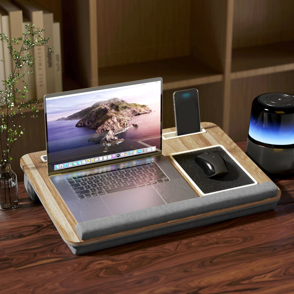 Supporto Portatile per Computer con Ripiano e Cuscinetto ¨C Minimal ¨C Rovere