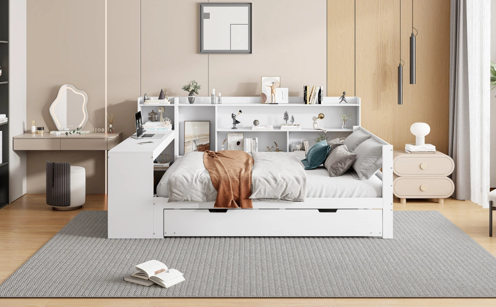 Divano letto multifunzione legno bianco 140x200 cm