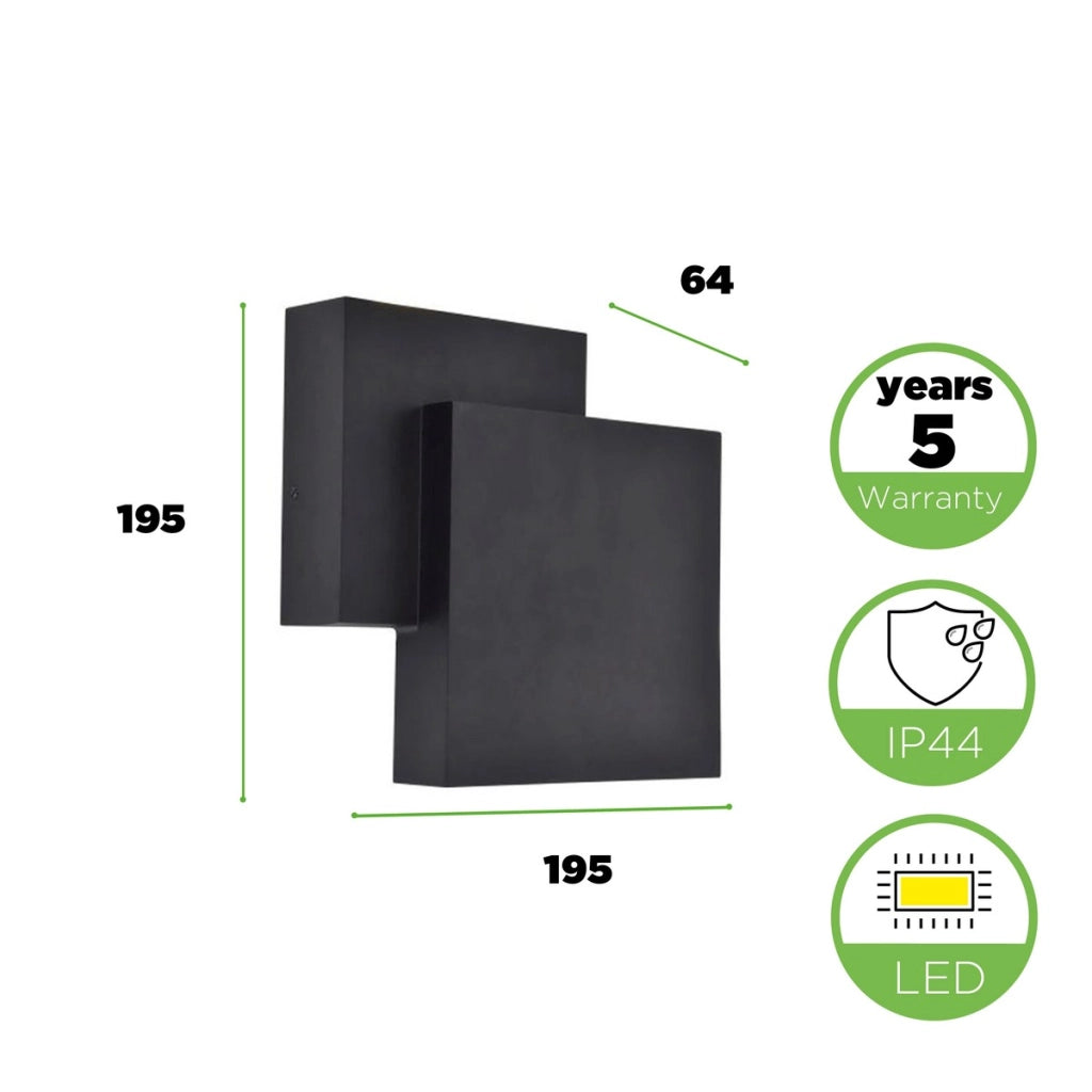 Applique esterna LED Rialto nera Lutec 14,8W 3000K IP44