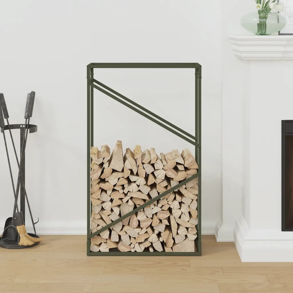 Rastrelliera per Legna da Ardere Verde Oliva 60x25x100 cm 864330