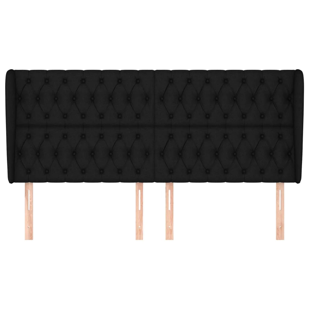 Testiera | Testata ad Orecchio Nera 203x23x118/128 cm in Tessuto