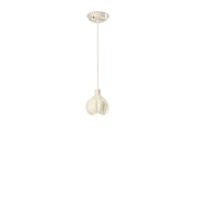 Lampadario Vintage Decò Afoxe&apos Alluminio Ceramica Crema 1 Luce E14