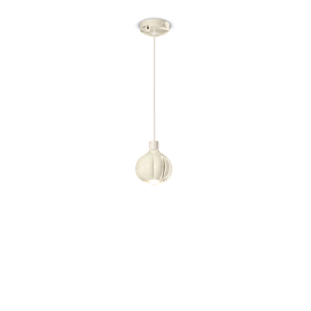 Lampadario Vintage Decò Afoxe&apos Alluminio Ceramica Crema 1 Luce E14