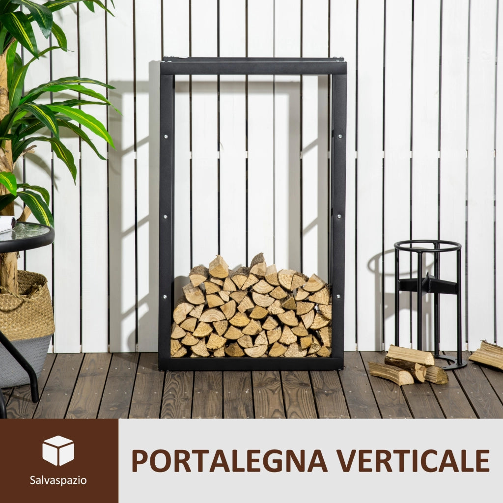Porta Legna da Esterno ¨C zephmum ¨C Ferro 60x25x100 cm