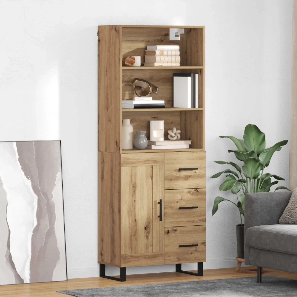 Credenza con Cassetto-Buffet-Armadio da cucina Rovere artigianale 69,5 x 34 x 180 cm 471701