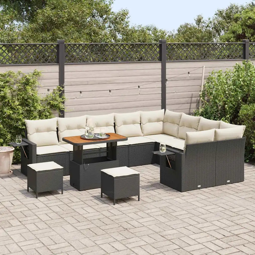 Set Divano da Giardino 12 pcs Nero polyrattan 3361785