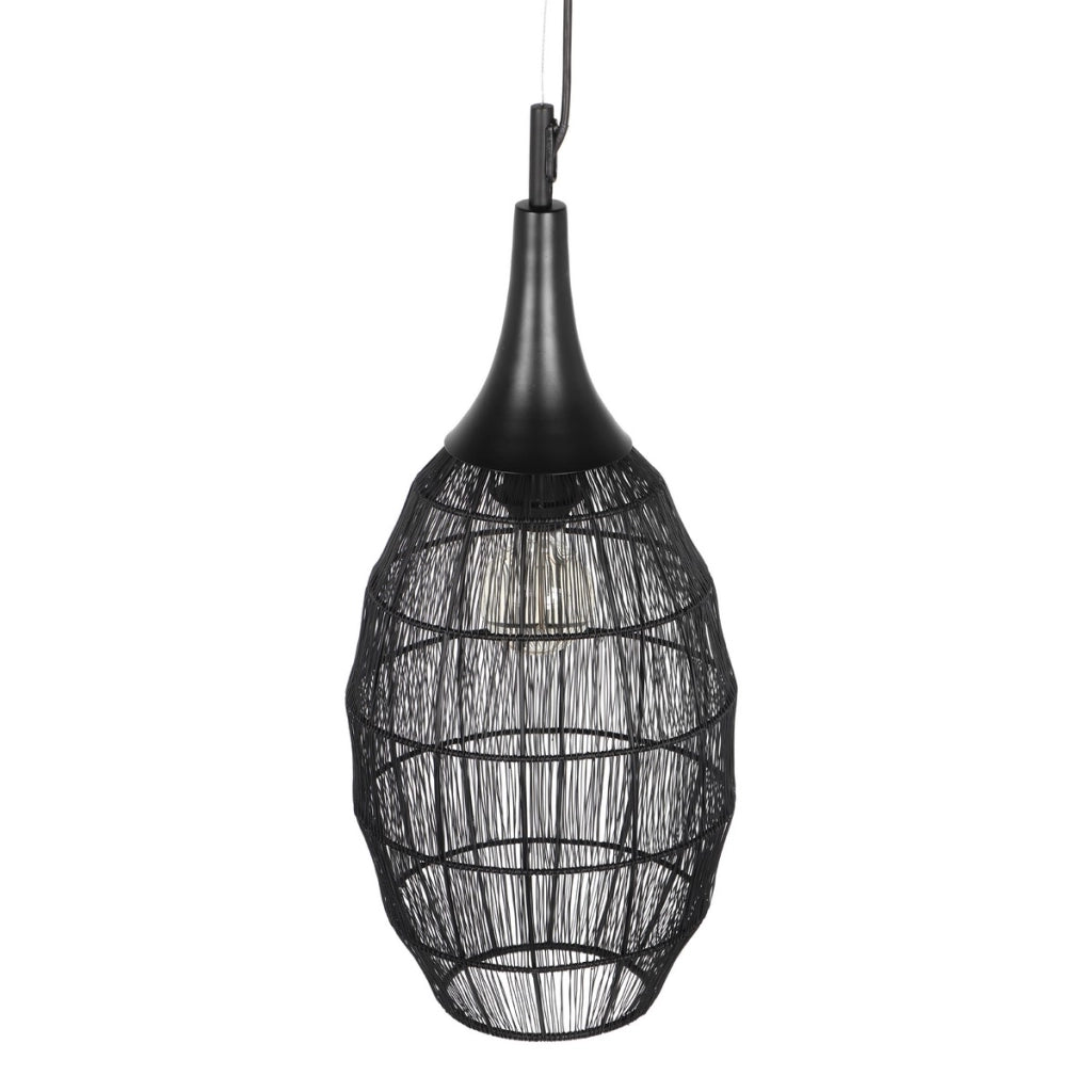 Lampada a sospensione industriale nera Soraya Trio E27