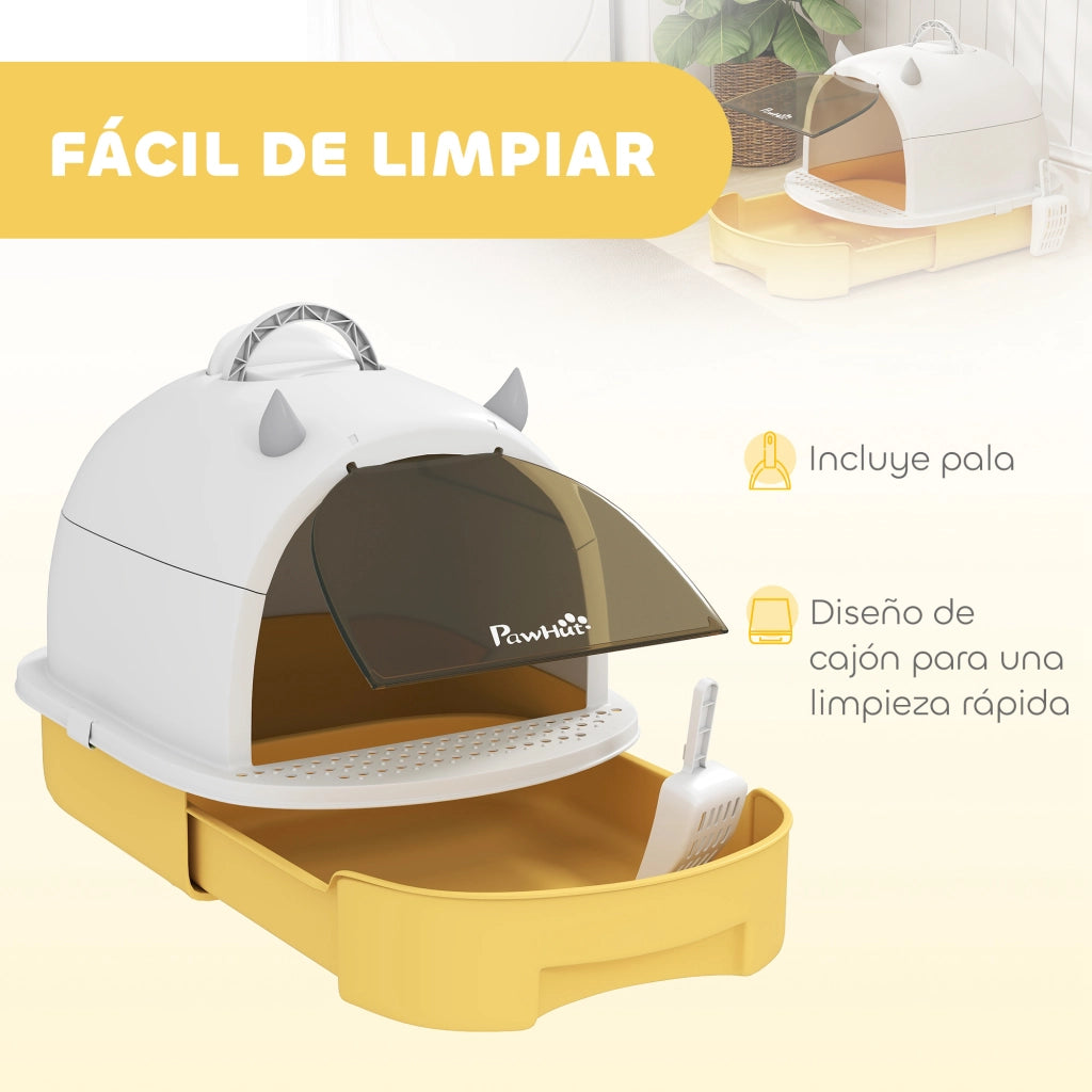 Casetta per Gatti con Bandeja Estraibile e Filtro ¨C zephmum ¨C 40.5x52x39 cm Giallo e Bianco