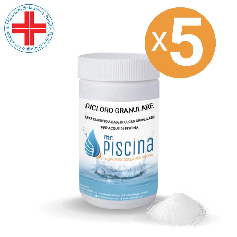 DICLORO GRANULARE trattamento per piscina, presidio medico chirurgico Quantità confezione: 5 confezioni